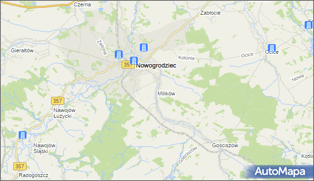 mapa Milików, Milików na mapie Targeo