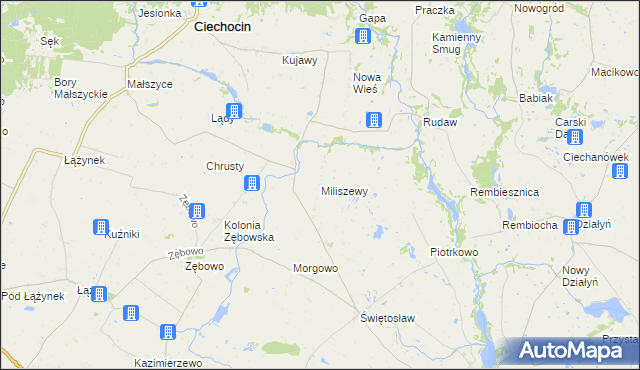 mapa Miliszewy, Miliszewy na mapie Targeo
