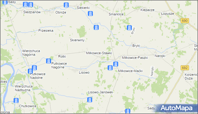 mapa Miłkowice-Janki, Miłkowice-Janki na mapie Targeo