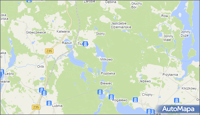 mapa Milkowo, Milkowo na mapie Targeo