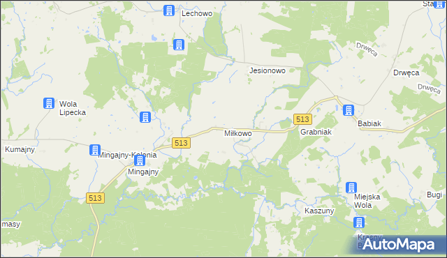 mapa Miłkowo gmina Orneta, Miłkowo gmina Orneta na mapie Targeo