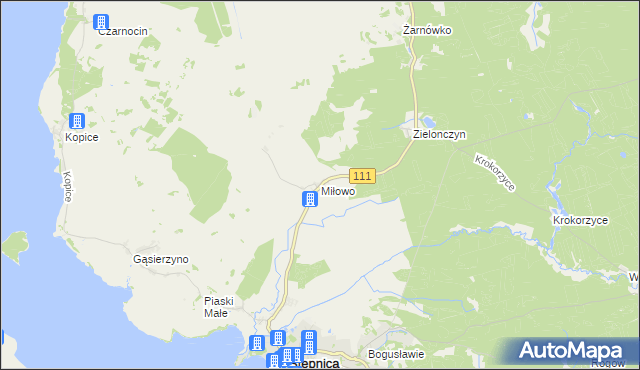 mapa Miłowo gmina Stepnica, Miłowo gmina Stepnica na mapie Targeo