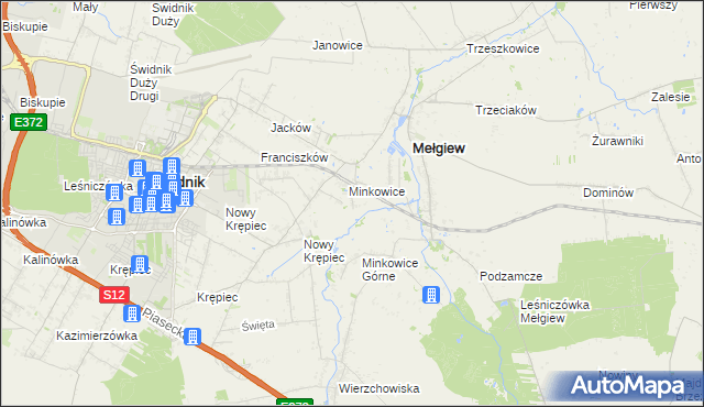 mapa Minkowice-Kolonia, Minkowice-Kolonia na mapie Targeo