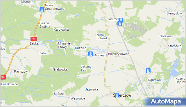 mapa Miodary gmina Świerczów, Miodary gmina Świerczów na mapie Targeo