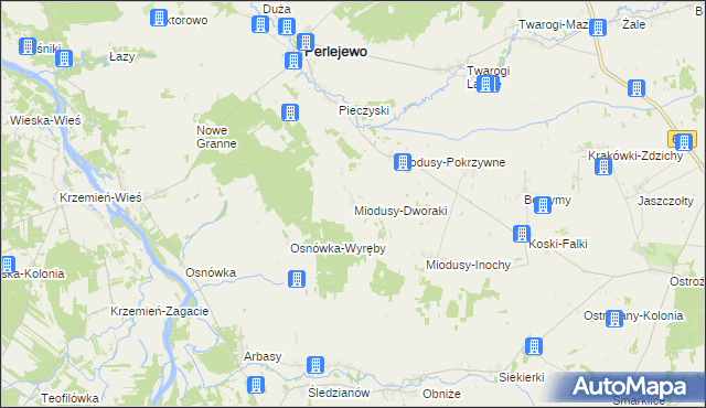 mapa Miodusy-Dworaki, Miodusy-Dworaki na mapie Targeo