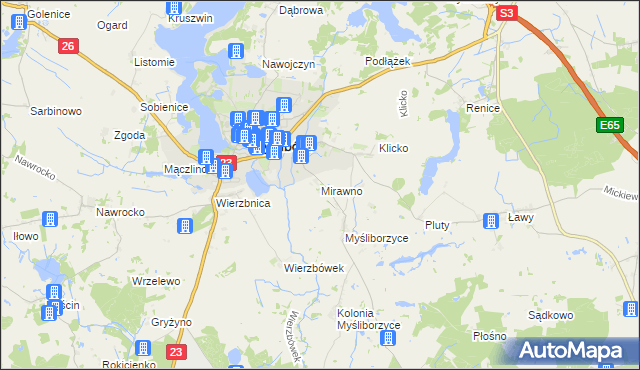 mapa Mirawno, Mirawno na mapie Targeo
