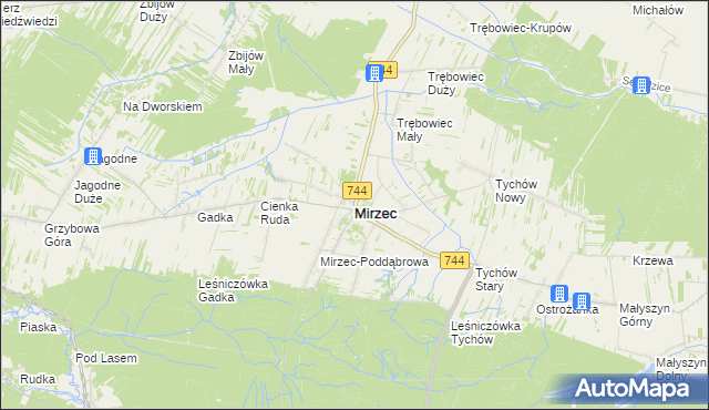 mapa Mirzec, Mirzec na mapie Targeo