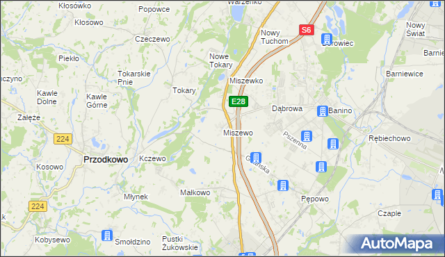 mapa Miszewo gmina Żukowo, Miszewo gmina Żukowo na mapie Targeo