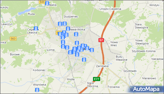 mapa Mława, Mława na mapie Targeo
