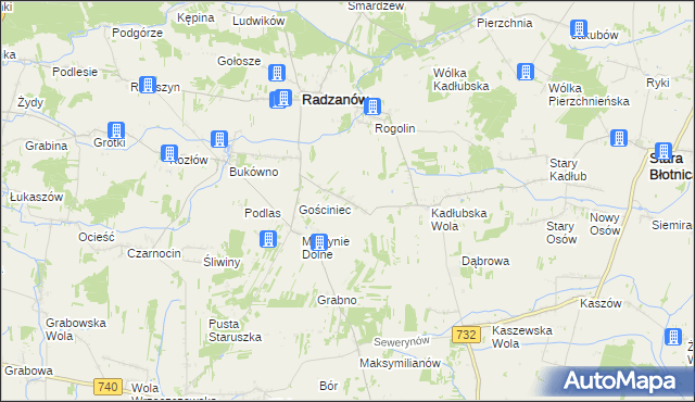 mapa Młodynie Górne, Młodynie Górne na mapie Targeo