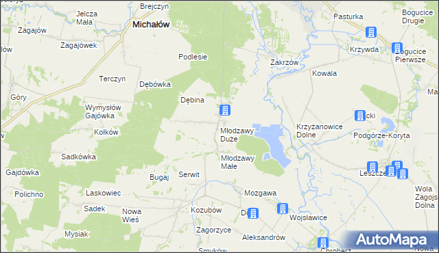 mapa Młodzawy Duże, Młodzawy Duże na mapie Targeo