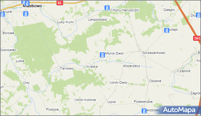 mapa Młynik gmina Śniadowo, Młynik gmina Śniadowo na mapie Targeo
