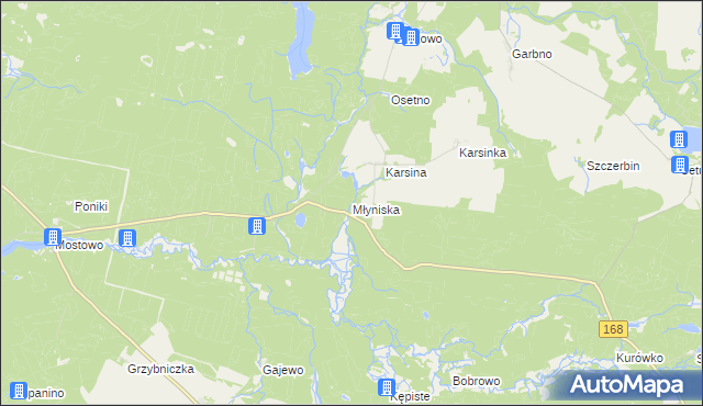 mapa Młyniska gmina Polanów, Młyniska gmina Polanów na mapie Targeo