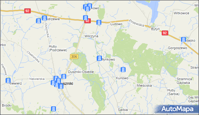 mapa Młynkowo gmina Duszniki, Młynkowo gmina Duszniki na mapie Targeo