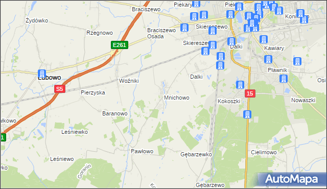 mapa Mnichowo gmina Gniezno, Mnichowo gmina Gniezno na mapie Targeo