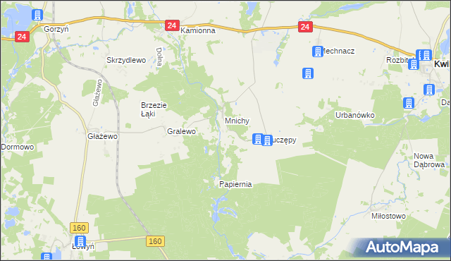 mapa Mniszki gmina Międzychód, Mniszki gmina Międzychód na mapie Targeo