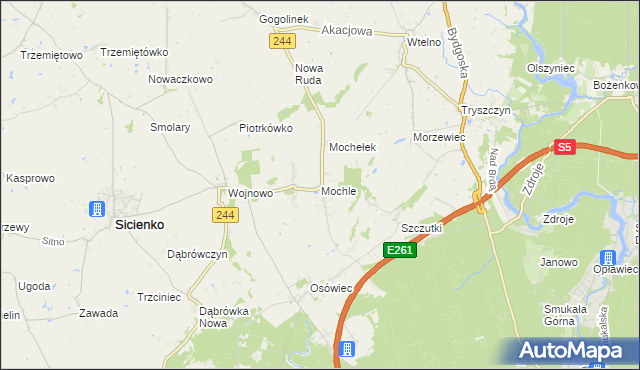 mapa Mochle, Mochle na mapie Targeo