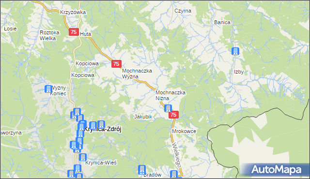 mapa Mochnaczka Niżna, Mochnaczka Niżna na mapie Targeo