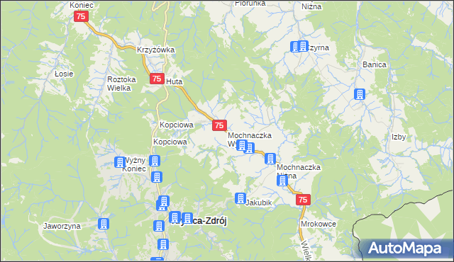 mapa Mochnaczka Wyżna, Mochnaczka Wyżna na mapie Targeo