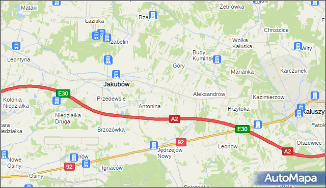 mapa Moczydła gmina Jakubów, Moczydła gmina Jakubów na mapie Targeo