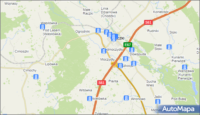 mapa Moczydły gmina Raczki, Moczydły gmina Raczki na mapie Targeo