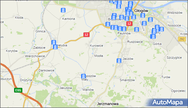 mapa Modła gmina Jerzmanowa, Modła gmina Jerzmanowa na mapie Targeo