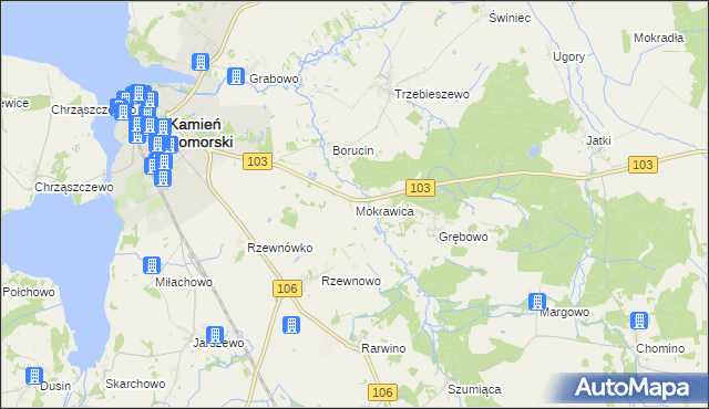 mapa Mokrawica, Mokrawica na mapie Targeo