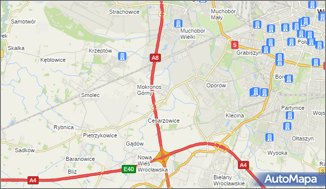 mapa Mokronos Dolny, Mokronos Dolny na mapie Targeo