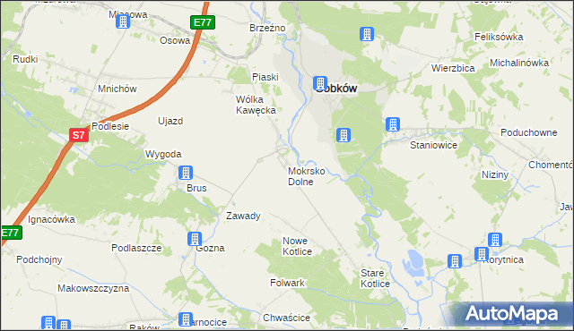 mapa Mokrsko Dolne, Mokrsko Dolne na mapie Targeo