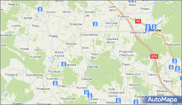 mapa Mokry Bór, Mokry Bór na mapie Targeo