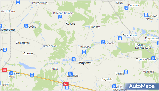 mapa Mokrylas, Mokrylas na mapie Targeo