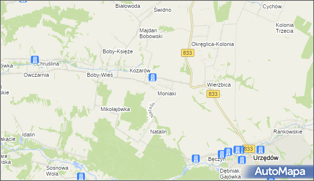 mapa Moniaki, Moniaki na mapie Targeo