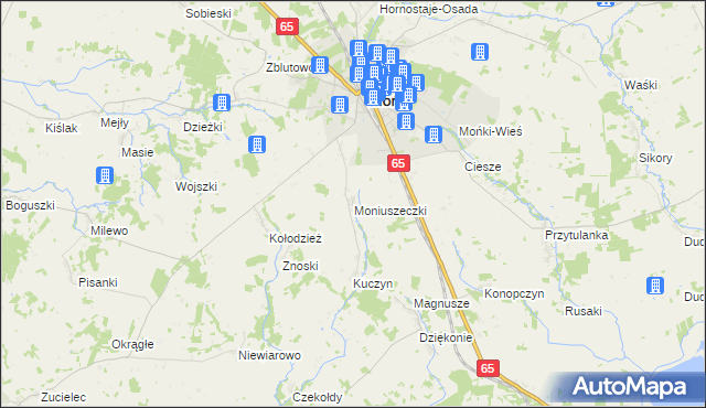 mapa Moniuszeczki, Moniuszeczki na mapie Targeo