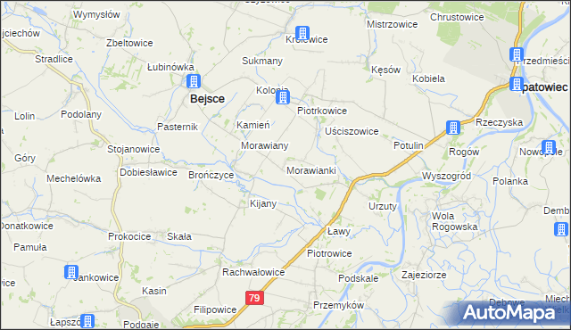 mapa Morawianki, Morawianki na mapie Targeo