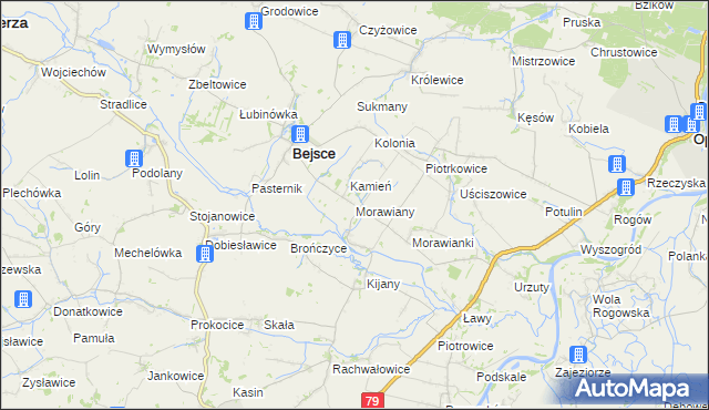 mapa Morawiany, Morawiany na mapie Targeo