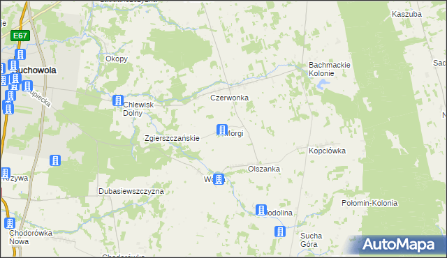 mapa Morgi gmina Suchowola, Morgi gmina Suchowola na mapie Targeo