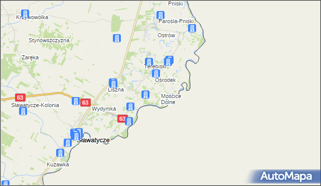 mapa Mościce Dolne, Mościce Dolne na mapie Targeo
