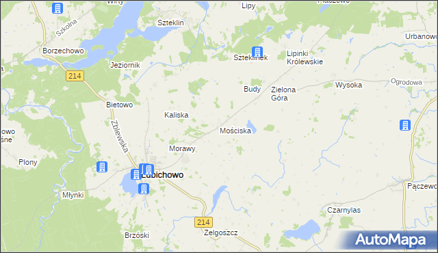 mapa Mościska gmina Lubichowo, Mościska gmina Lubichowo na mapie Targeo
