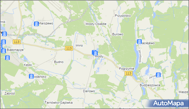 mapa Mosty gmina Goleniów, Mosty gmina Goleniów na mapie Targeo