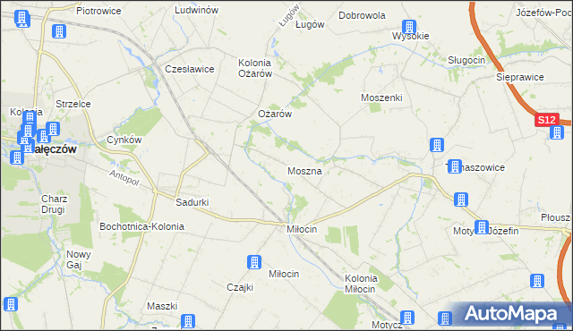 mapa Moszna gmina Jastków, Moszna gmina Jastków na mapie Targeo