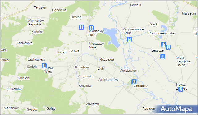 mapa Mozgawa, Mozgawa na mapie Targeo