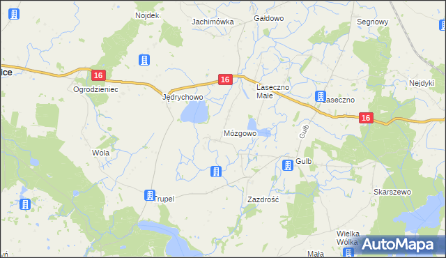 mapa Mózgowo, Mózgowo na mapie Targeo