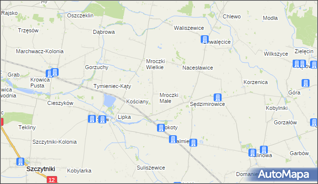 mapa Mroczki Małe gmina Błaszki, Mroczki Małe gmina Błaszki na mapie Targeo