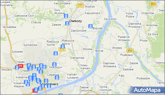 mapa Mściów, Mściów na mapie Targeo