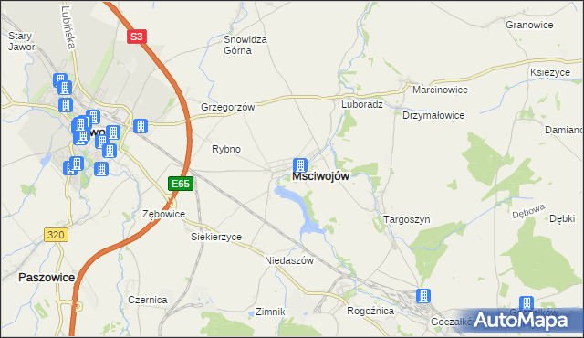 mapa Mściwojów, Mściwojów na mapie Targeo