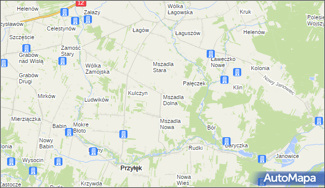 mapa Mszadla Dolna, Mszadla Dolna na mapie Targeo