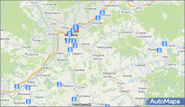 mapa Mszana Górna, Mszana Górna na mapie Targeo