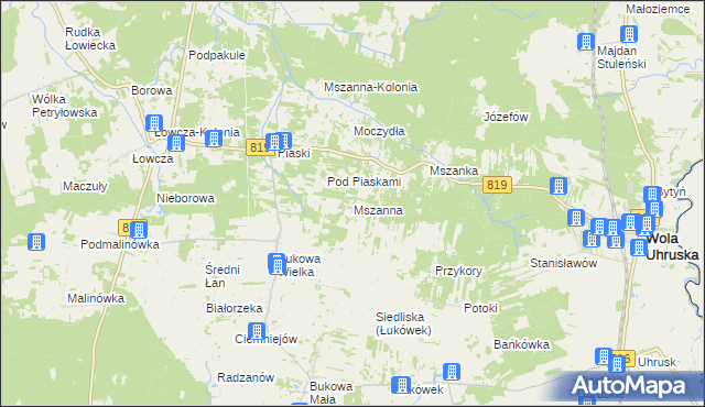 mapa Mszanna gmina Wola Uhruska, Mszanna gmina Wola Uhruska na mapie Targeo