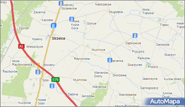 mapa Muchnice Nowe, Muchnice Nowe na mapie Targeo