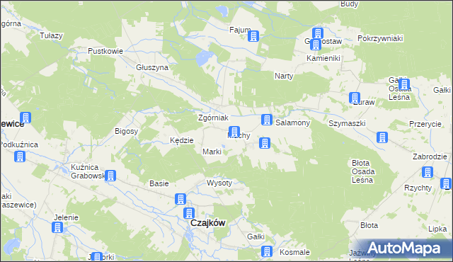 mapa Muchy gmina Czajków, Muchy gmina Czajków na mapie Targeo